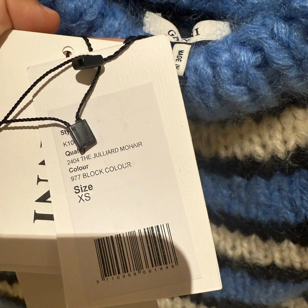 Ganni Julliard Mohair Blue and Black Striped Sweater - Picture 3 of 4